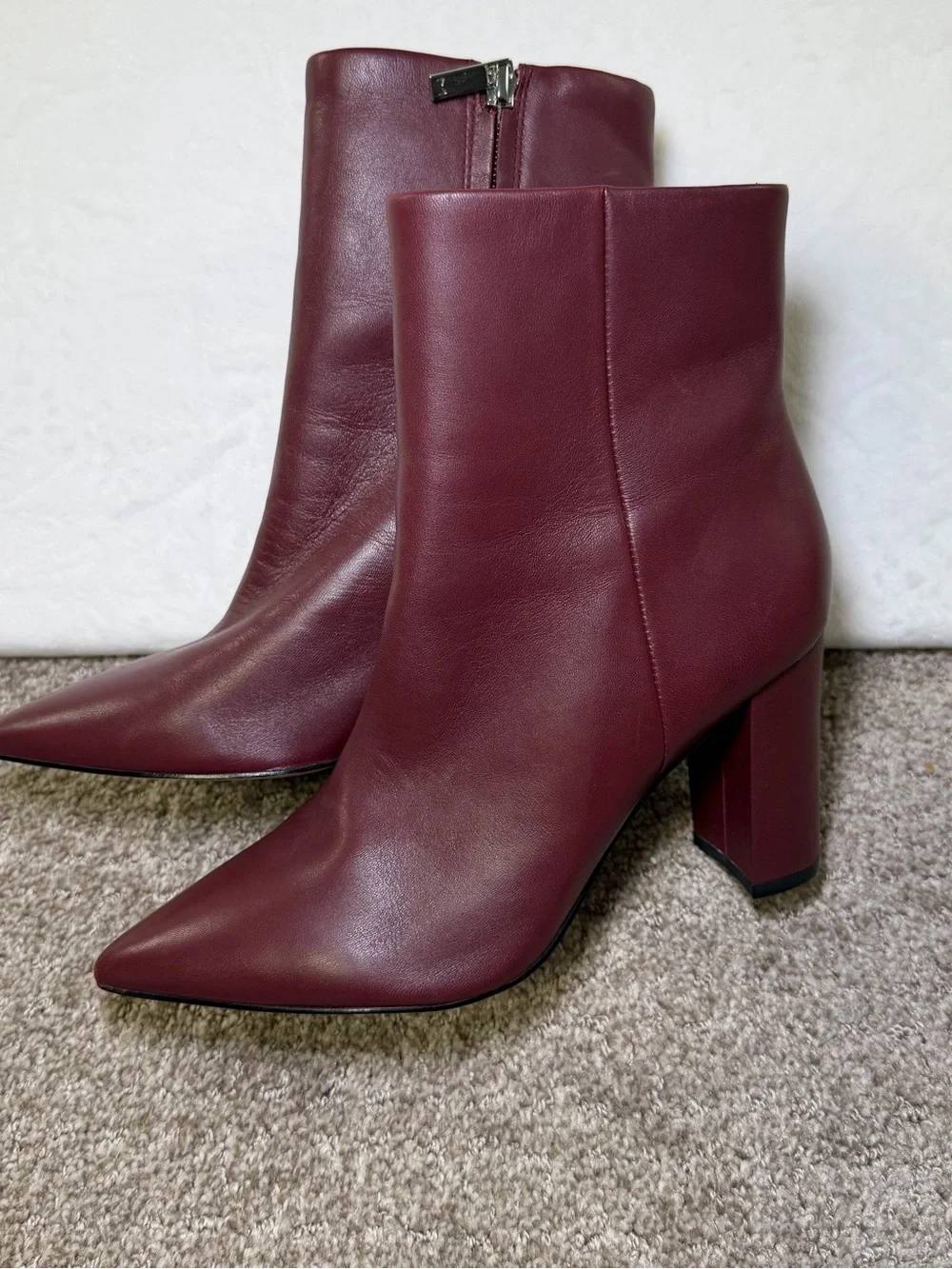 Women's Marc Fisher Burgundy Pointed Toe Block Heel Ankle Boots